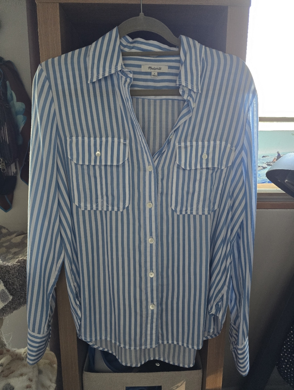 Madewell Blue and White Striped Button-Down Shirt